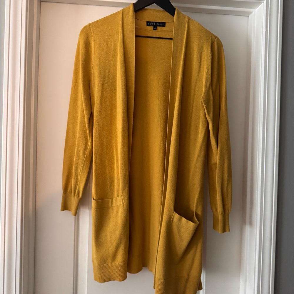 Love Ellie Women's Mustard Open Front Cardigan Sweater